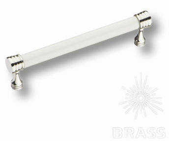 BRASS Ручка-Скоба 2098-51-128-000 Гл.Никель+Керамика 128мм